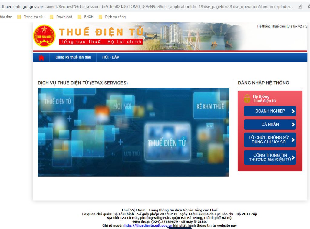 Truy cập vào trang Thuế điện tử của Tổng cục Thuế